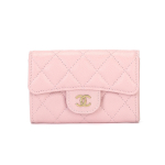 Chanel 24K Klassikaline Vertikaalne Kuldne Logo Topelt C Tepitud L&auml;ikiva Pinna Vasikanahast Kaardihoidja Naiste Kaardihoidja Roosa AP0214-B10583-NJ523 Box(Basic Set+Box)
