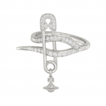Vivienne Westwood Lilith Saturni paelaga kaunistatud kuupmeetrilise tsirkooniumiga kristallr&otilde;ngas Unisex r&otilde;ngad H&otilde;be 6404018M-01P102 Basic Packaging-Dust Bag+Box,L