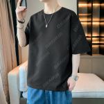 L&uuml;hikeste varrukatega T-s&auml;rk, Suvine riietus, Kirjaga &uuml;hev&auml;rviline, Vaba ja lihtne meeste suvine topp L