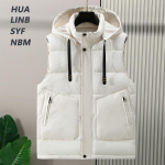 Suures suuruses S-8XL s&uuml;gisesed varrukateta jakid meeste vest Uus mood meeste soe vest kapuutsiga Korea stiilis polsterdatud mantlid S