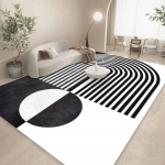Mustvalge geomeetriline joon abstraktse kunstiga vaip elutoa diivani kaunistused k&ouml;&ouml;gilaua matt vaba aja veetmise tuba libisemiskindel p&otilde;randamatt halloweeniks 80x120cm