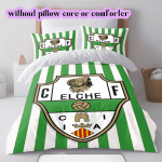 Elche CF jalgpallimustriga voodipesu, Tekikomplekt Tekikott Padjap&uuml;&uuml;r Kodu S&uuml;nnip&auml;evakingitus (1*tekkikott+2*padjap&uuml;&uuml;r, ilma t&auml;idiseta) 135x200cm