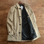 Meeste elegantne tuulejope lihtne jakk talvine keskmise pikkusega rev&auml;&auml;riga trenchcoat n&ouml;&ouml;pidega XS khaki