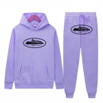 Kotez Unisex Hip-Hop Streetwear: Trendikas lai valge kapuutsiga komplekt Triple XL must/helelilla v&auml;rv