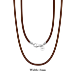 Effie Queen 2mm & 3mm Must v&otilde;i Pruun Nahast N&ouml;&ouml;r Kett Kaelakee 925 Sterling H&otilde;be Naistele Kaelakett Kaelakee Ehted SC62 50cm black