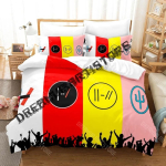 3D prinditud Twenty One Pilots voodipesukomplekt &Uuml;he-, Twin-, Full-, Queen-, King-suuruses Voodikomplekt T&auml;iskasvanute magamistupp Tekikoti komplektid Mehed naised 135x200cm yellow