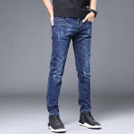 Teksad Meeste Suvised Stretch T&auml;ielikult sobivad Slim-Fit p&uuml;ksid &Auml;ri vabaaja T&auml;ielikult sobivad pikad p&uuml;ksid Slim-Fit sirge s&auml;&auml;rega p&uuml;ksid meestele 28 sinine