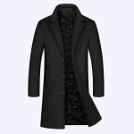 S&uuml;gise ja talve meeste keskmise pikkusega ja pikk villane mantel Moodne puuvillane paksustatud villast meeste villane mantel M hall v&auml;rv