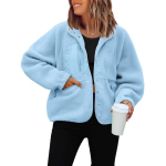 Nuppudega fliisjakk Naiste talvine soe mantel Vabaaja pealiskate Jakk Taskutega Streetwear Pealiskate S gray