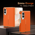 Sulada Ehtne Lehma Nahast Kahe Raamiga Kaan Samsung Galaxy Z Fold8 ZFold8 Ultra L&auml;ikiva &Auml;&auml;rega Magsafe Hinge Tagakatteks Galaxy Z Fold 8 Ultra oranž