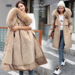 Soe karusnahkse voodriga pikk parka talvejakk naistele S riided Pluss suurus 6XL keskmise pikkusega kapuutsiga talvemantel naistele Abrigo M khaki