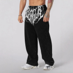 Y2K Vintage Trend Tr&uuml;kitud Puuvillased Meeste Sirged Laiad P&uuml;ksid Fitness Treening Jooksikud Unisex Vabaaja Dressip&uuml;ksid Spordip&uuml;ksid J&otilde;usaal XS（old）