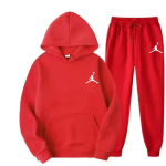 Unisex Kapuutsiga Dressipluuside Komplekt Pikkade Varrukatega Pullover P&uuml;ksid Vabaaja Spordir&otilde;ivad Small punane