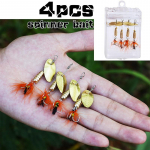 Kalap&uuml;&uuml;gi landid, k&otilde;vast metallist spinners&ouml;&ouml;dad meriforelli lantide komplekt, 4tk karbiga