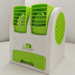 Minikliimaseade, kolm-&uuml;hes ventilaator-niisutaja, USB-/akutoitega &otilde;hujahuti koju/kontorisse