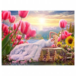 Teemantmaal Tikand Kaunitar Tulbi Eigen Lilled Foto Ristpistes T&auml;is&uuml;mmargune puur Kodukaunistus 20X30CM