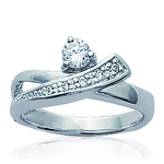 Bague Argent 'Scarlett' Blanc argent&eacute; (rhodi&eacute;) - 9 mm 52 valge