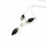 Les Tr&eacute;sors De Lily [I8930] - Collier Argent 'D&eacute;esse Noir de Jais' noir argent&eacute; (rhodi&eacute;) - 45x25 mm must