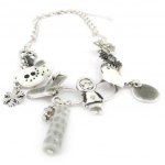 NOA [J5371] - Collier Cr&eacute;ateur 'Joyeux No&euml;l' blanc gris hall