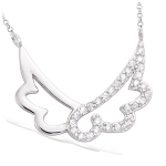 Les Tr&eacute;sors De Lily [J8650] - h&otilde;bedane kaelakee  Les Ailes d'Ange  h&otilde;bevalge (roodiumiga kaetud) - 20x15 mm valge
