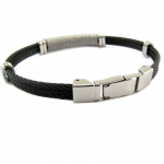 Les Tr&eacute;sors De Lily [P6878] - Bracelet Acier 'Peaceful' noir argent&eacute; must