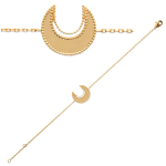 Les Tr&eacute;sors De Lily [P7831] - Bracelet Plaqu&eacute; Or 'Cl&eacute;opatra' dor&eacute; (demi-lune) - 18 cm 15x15 mm kuld