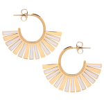 Les Tr&eacute;sors De Lily [Q8574] - Kuldvalged 'Cl&eacute;opatra' terasest disaink&otilde;rvar&otilde;ngad (ventilaator) - 15 mm - mustri laius 10 mm valge