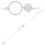 Les Tr&eacute;sors De Lily [Q9364] - Bracelet Argent artisanal 'Tr&egrave;fle' argent&eacute; (rhodi&eacute;) - 20x10 mm h&otilde;be