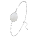 Les Tr&eacute;sors De Lily [R1032] - Bracelet argent artisanal 'Mineralia' jade blanc argent&eacute; - 18x14 mm valge