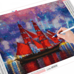 5D teemantmaaling purjepaadi ristpistes t&auml;ispuur DIY teemanttikandid maastikukunst Rhinestone ilutulestik kodukaunistus Full Round 20X30CM