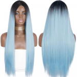 MISS PARUK Pikad sirged helesinised juuksed s&uuml;nteetiline parukas naistele naturaalne keskosa parukas t&uuml;drukutele kuumakindlast kiust naturaalne parukas