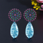 WWJ Sea Blue Broken Ice Teardrop Zirconia Black Golden Color Drop K&otilde;rvar&otilde;ngad mitmev&auml;rviline