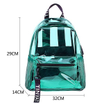 TINTAT Fashion Clear PVC naiste seljakott Uus trend l&auml;bipaistev soliidne seljakott reisikooli seljakott t&uuml;drukutele, laps Mochila roheline
