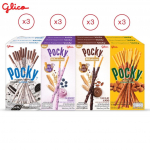 Glico Pocky Happiness Combo komplekt, Piimjas Matcha & Mustikajogurti & &Scaron;okolaadimandli ja P&auml;hklimandliga kaetud biskviitpulk, Kokku 12 tk 12 pcs