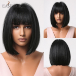 L&uuml;hikesed mustad s&uuml;nteetilised parukad tukkidega, sirge Bob Parukas naistele Lolita Cosplay Party Juuksed Parukas Kuumakindel