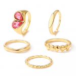 Seksikas moodne peen roosa teemant armastuss&otilde;rmus, 5 tk, saja s&otilde;rmuse komplekt, naiste ehe kingitus kuld