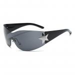 Punk One Piece P&auml;ikeseprillid Uued Y2k Luksusbr&auml;ndi P&auml;ikeseprillid 2000's Shades Prillid UV400 Naiste disain Viie t&auml;rni prillid C1 gray black leg