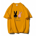 Shellsuning Cute Bunny Graafilise tr&uuml;kiga T-s&auml;rgid Naiste suvised vabad kaelaga l&uuml;hikeste varrukatega T-s&auml;rgid Naiste trendikad 100% puuvillased topid. M kollane