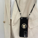 Moodne isetegemise armas multifilmi karualuse hoidik, must nahast j&auml;&auml;tunud &uuml;mbrise kate pika rihmaga Samsung Galaxy Z Fold 3 2 4 5g jaoks For Galaxy Z Fold 4 must