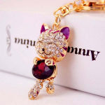 Smile Cat Crystal Rhinestone v&otilde;tmehoidja v&otilde;tmehoidja rahakott auto j&otilde;ulukinke v&otilde;tmehoidjatele 2017 br&auml;ndi v&otilde;tmehoidja ZHH2745/sm beež
