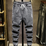 IELGY New Style Buckle Teksad Meeste &uuml;heksapunktilised p&uuml;ksid Lahedad haaremip&uuml;ksid Suvise stiiliga moesuund &Otilde;hukesed meeste pikad p&uuml;ksid S hall v&auml;rv