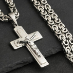 Jeesuse risti pikk B&uuml;tsantsi kett roostevabast terasest kaelakeed ripatsid meestele Christian Crucifix kaelakee religioossed ehted krae 60cm 24inch h&otilde;be