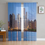 Linnahoone Meremaastik T&uuml;ll l&auml;bipaistvad aknakardinad elutuppa Magamistoa Moodne t&uuml;ll Voile kardinad eesriided kaunistus 1 PCS W100XH250cm