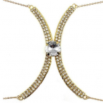 Rinnahoidja kett Seksikas reguleeritav Luksuslik peen kuldne mood Ehted Rhinestone inkrusteeritud rinnakorvi kehakett Klubi aksessuaarid H