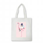 Cartoon Crane Prinditud l&otilde;uendist kandekott Puuvillane linane k&auml;ekott Mugav ostlemine Naiste k&auml;ekott Kohandatud logo 24*26cm must