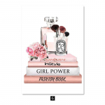 Roosa lillega parf&uuml;&uuml;m Moeplakat Naine meik Huulepulk Raamat L&otilde;uendimaal Seinakunstitr&uuml;kk Pilt T&uuml;druk Magamistuba Kodukaunistus 30x40cm No Frame