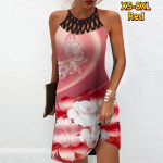 Suvine mood Seksikas varrukateta kleit Pehme vabaaja 3D-kollaste lilledega prinditud kleit varrukateta sling-kleit suvine ripatsiga kleit XS sinine