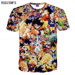 Uus multikas Harajuku T-s&auml;rk Suvine Meeste Mood vabaaja 3D Printimine Goku Anime Suvemood l&uuml;hikeste varrukatega top L