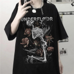 Gooti T-s&auml;rk naiste skelettprinteriga Grunge Esteetiline gooti T-s&auml;rk Tume Edgy Mood T&auml;navar&otilde;ivad Graafiline T-s&auml;rk Unisex Paaritopsid XS valge
