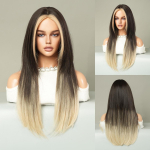 Naiste Simuleeritud Parukas 64 cm Juuksed Mustad ja Kuldsed Sirged Parukas T&auml;ielik Peakate Roosi Juuste V&otilde;rk Peakate Kaunis Kaunistus Parukas 64cm 25.19 Inch kuld/must